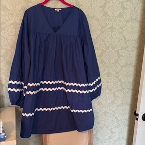 JODIFL Navy Blue Dress with White Accents